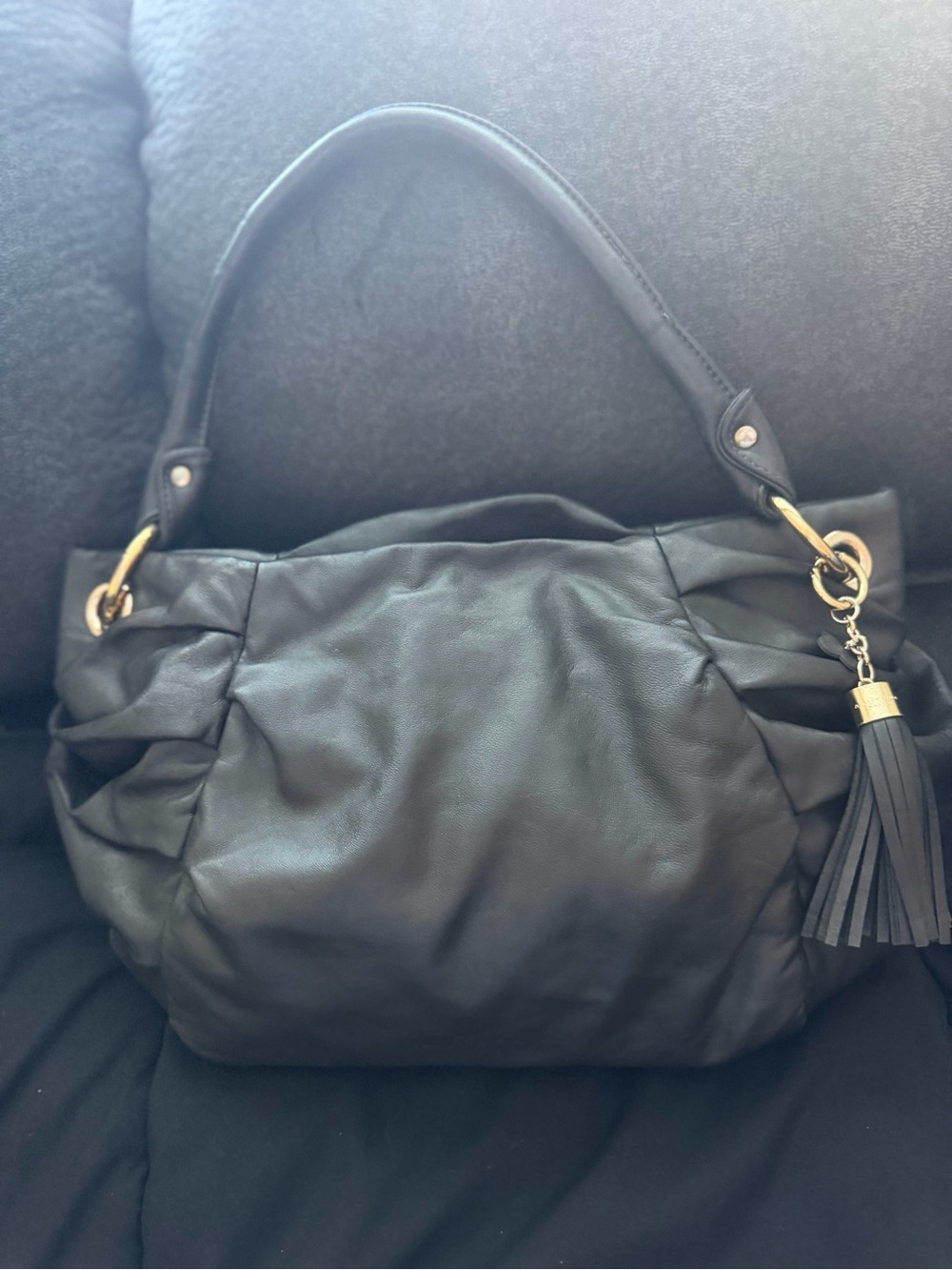 Anteprima Elegant Black Shoulder Bag with Tassel Accent Price Firm